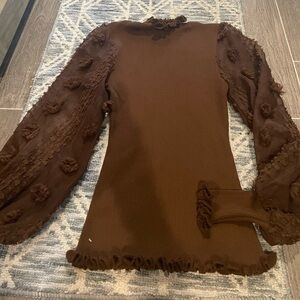 AMO Earthy Knit Top with Ruffled Details